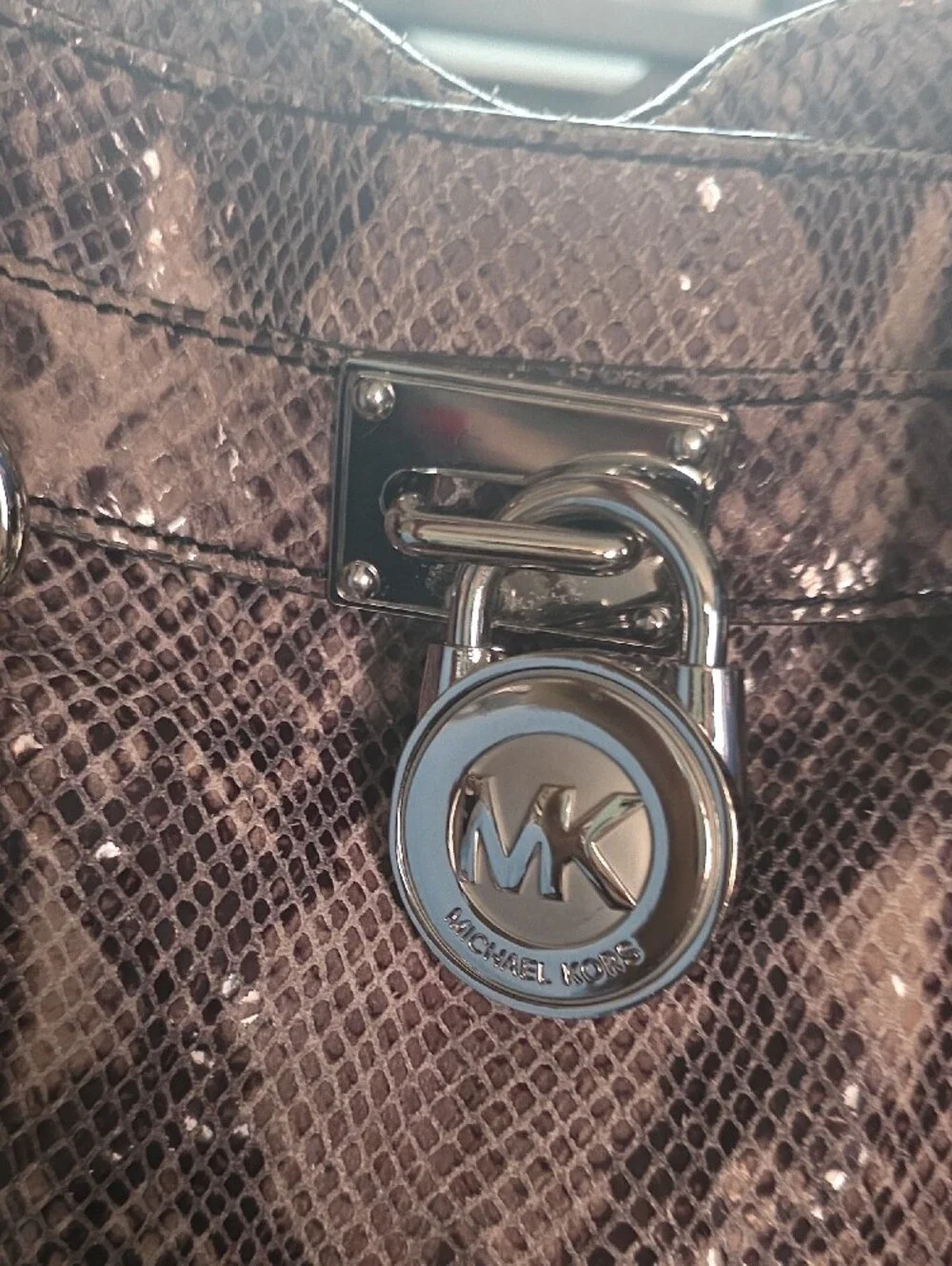 Michael Kors Pink Snakeskin-Pattern Shoulder Tote